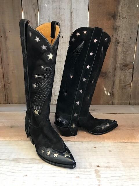 Black Rough Out & Stars Tres Outlaws Women's Tall Boot 2054@