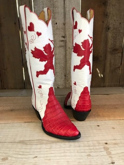"Cupid " Red & White Croc  Tres Outlaws Women's Classic Boot 2060