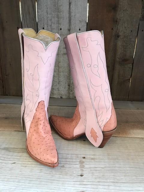 Pink Ostrich Soft Calf Tres Outlaws Women's Classic Boot 2126 @