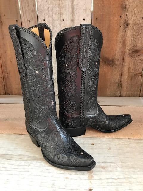 "Wild Rose All Tooled "Sterling Silver Tres Outlaws Women's Classic  Boot 2370@