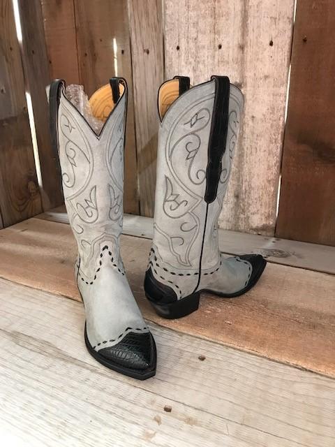 Blue Suede Kangaroo & Alligator Tres Outlaws Women's Classic Boot 1255 @