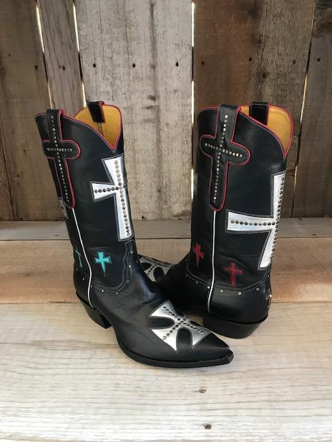 Black Kangaroo  & Crosses Tres Outlaws Men's Classic Boot 3995