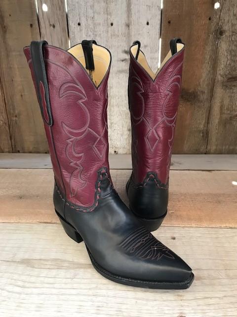 Black &  Burgundy Kangaroo Tres Outlaws Men's Classic Boot 4228@