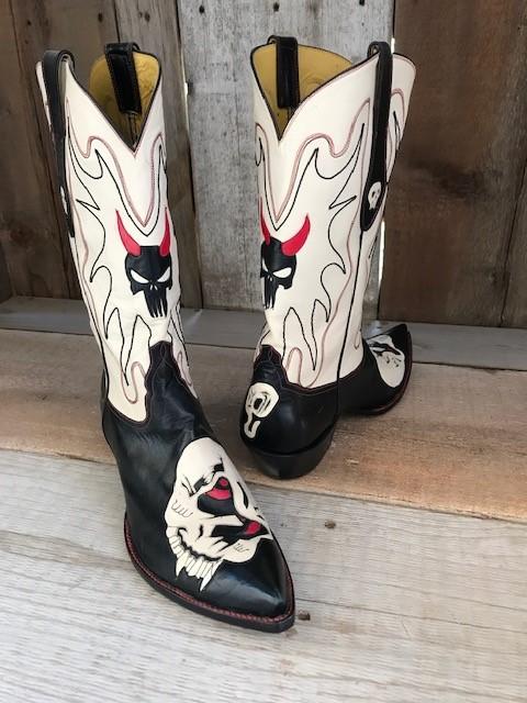 " Mr Skull" Black & Bone Kangaroo  Tres Outlaws Men's Classic Boot 4237@