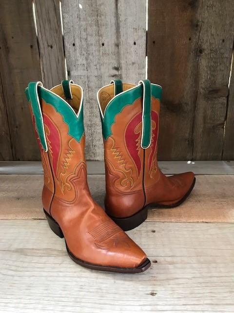 Cognac Calf  Top Stitch & Overlay Tres Outlaws Men's Classic Boot 3843