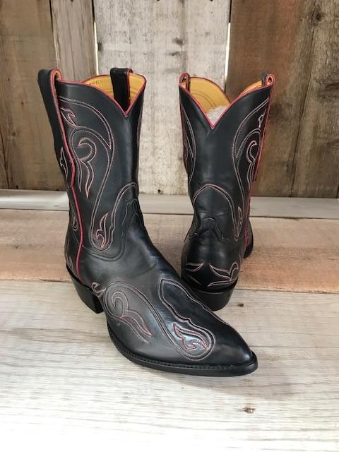 Black French Calf All Over Stitch Tres Outlaws Men's Classic  Boot 3790