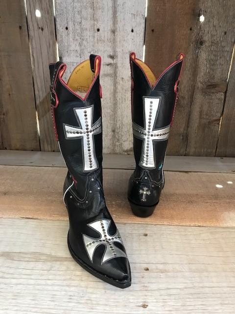 Crosses Silver  & Black Tres Outlaws Men's Classic Boot 3730@