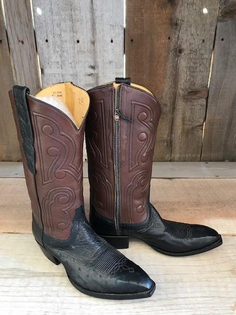 Black Ostrich & Brown Kangaroo Inside Zip  Tres Outlaws Men's Classic   3485@