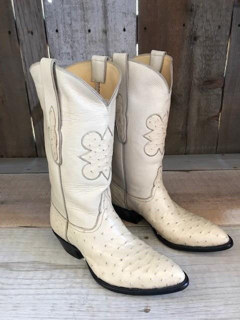 Bone Ostrich & Kangaroo  w/Inlay  Tres Outlaws Men's Classic Boot 3487@
