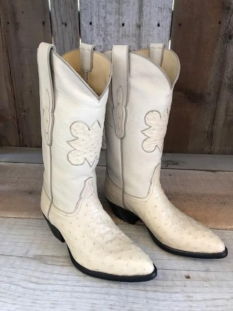 Bone Ostrich w/Inlays  & Kangaroo Tres Outlaws Men's Classic Boot 3305@