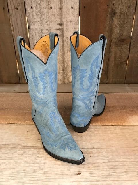 Powder Blue Suede All Over Stitch Tres Outlaws Women's Classic Boot 1359@