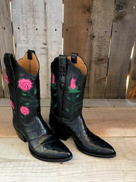 "Black Alligator & Roses " Tres Outlaws Women's Classic Boot 2405*