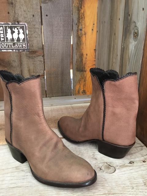 Taupe Nubuck Tres Outlaws  Flamingo Zip Boot "2 Sweet Collection"  1755