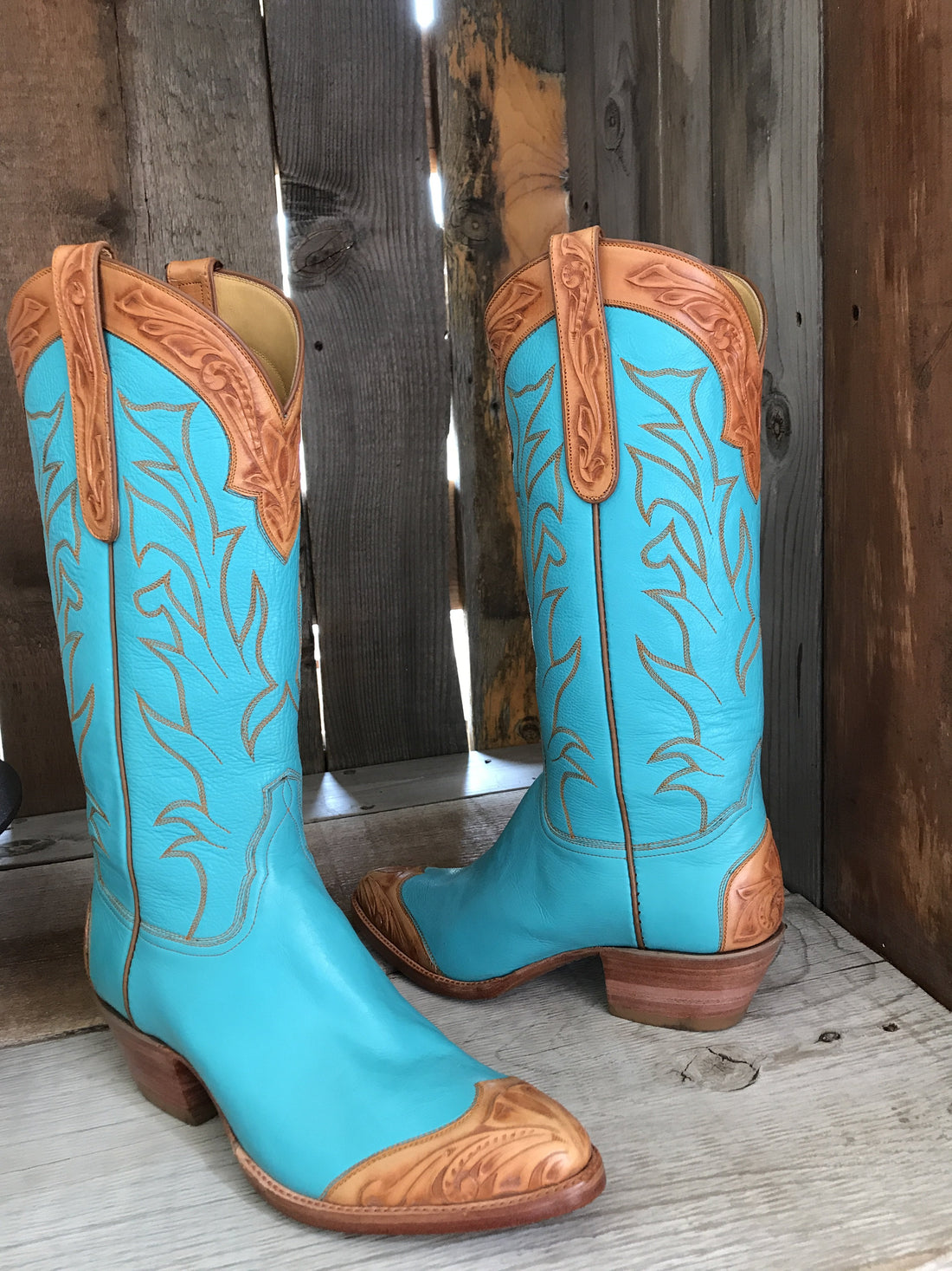 Calf Hand Tooled - Blue Turquoise  1816A