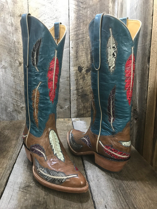 "Fun Feather's " Calf Tres Outlaws Women's Classic Boot 1583 *