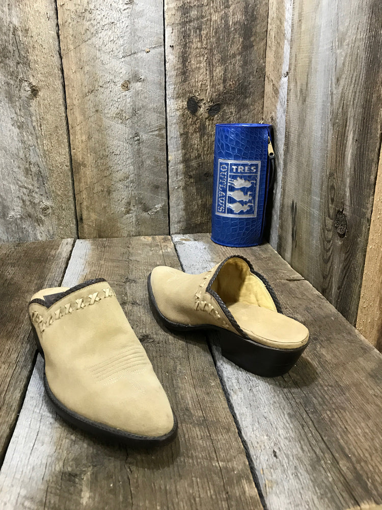 Natural Kangaroo Suede Tres Outlaws Mule 1013@