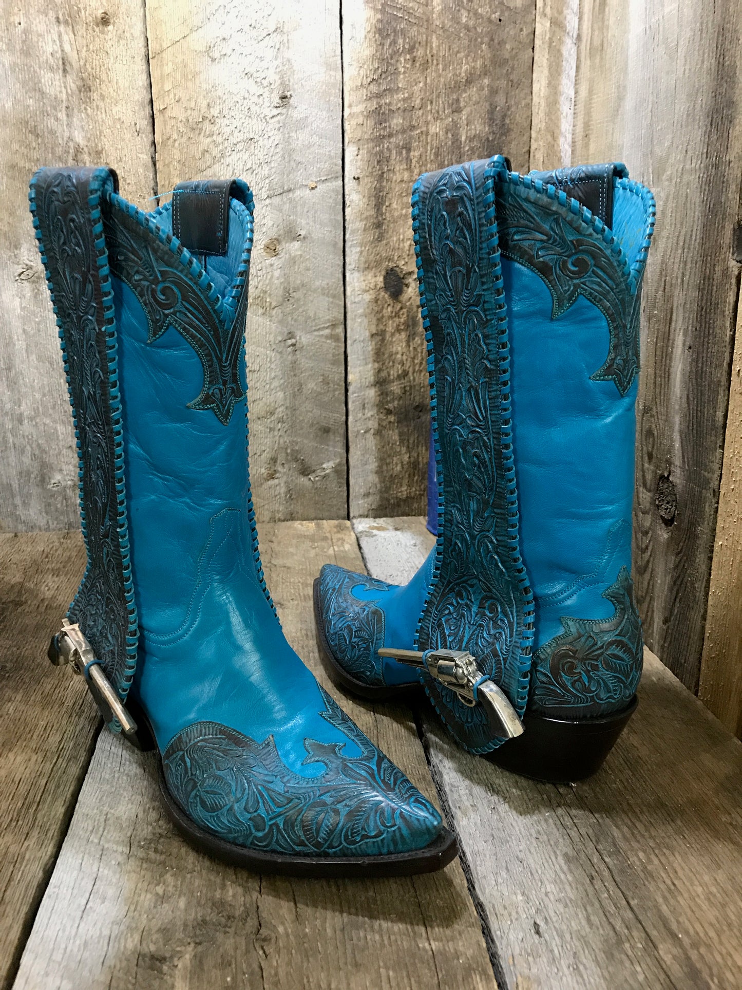 "Pistol Packing Momma" Blue Turq Tres Outlaws Women's Classic Boot 1830*