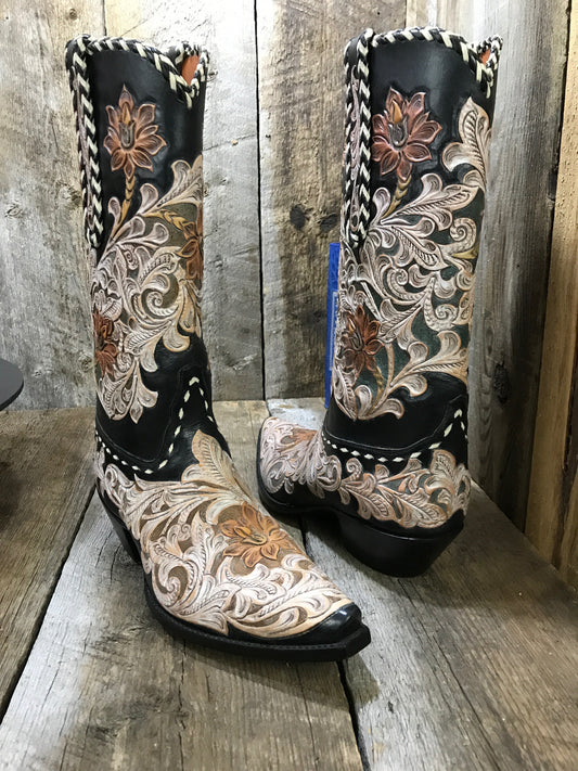"Hand Tooled" Fan Dance  Tres Outlaws Men's Classic Boot 3621*