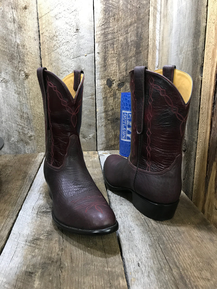 Burgundy Bull Hide  Tres Outlaws Men's Shorty Boot 4215