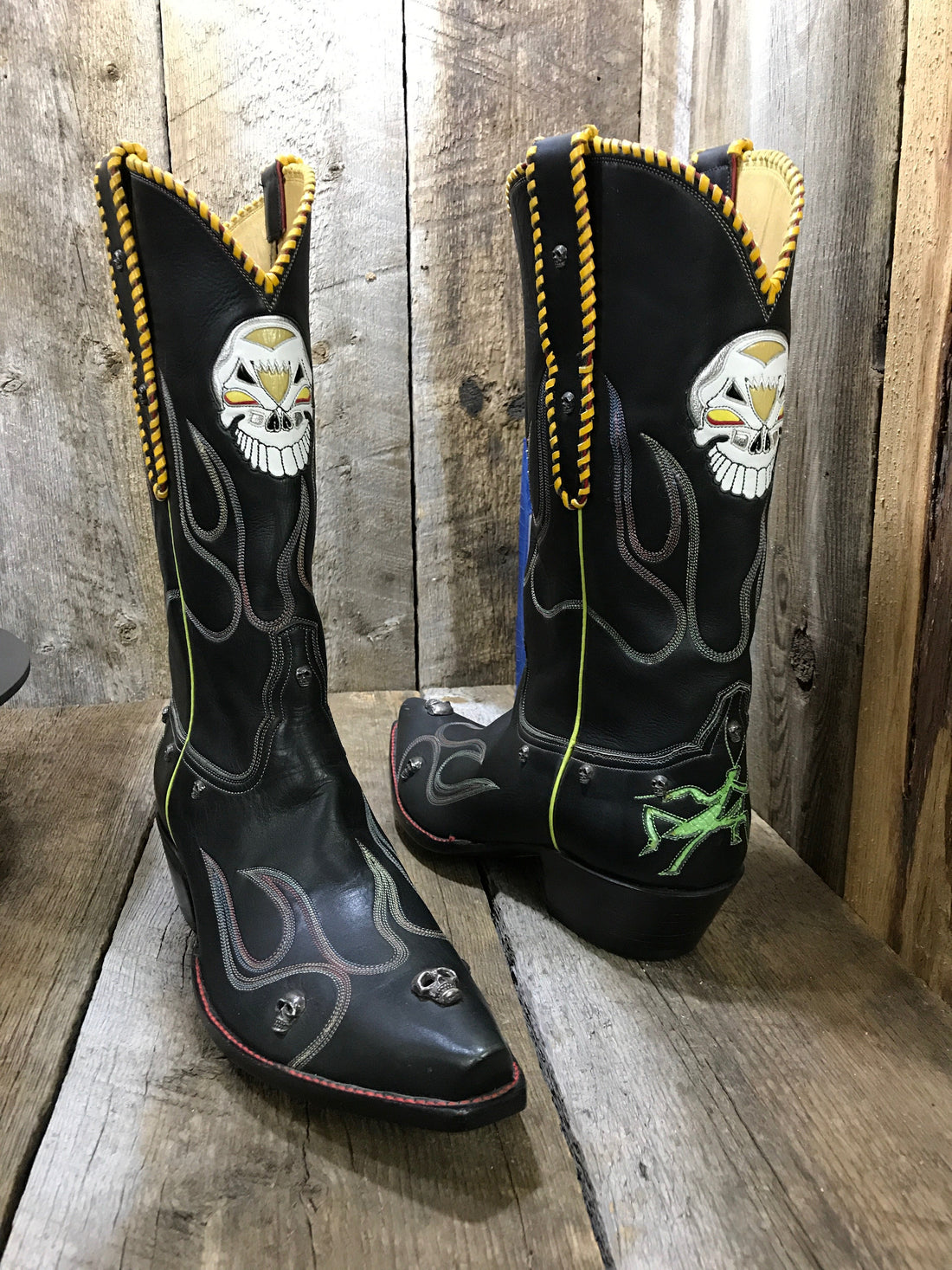 Black French Calf Sterling Silver Tres Outlaws Men's Classic Boot 4064 ...