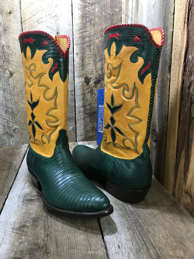 Green Teju & Ranch Horse  Tres Outlaws Men's Classic Boot 4055*