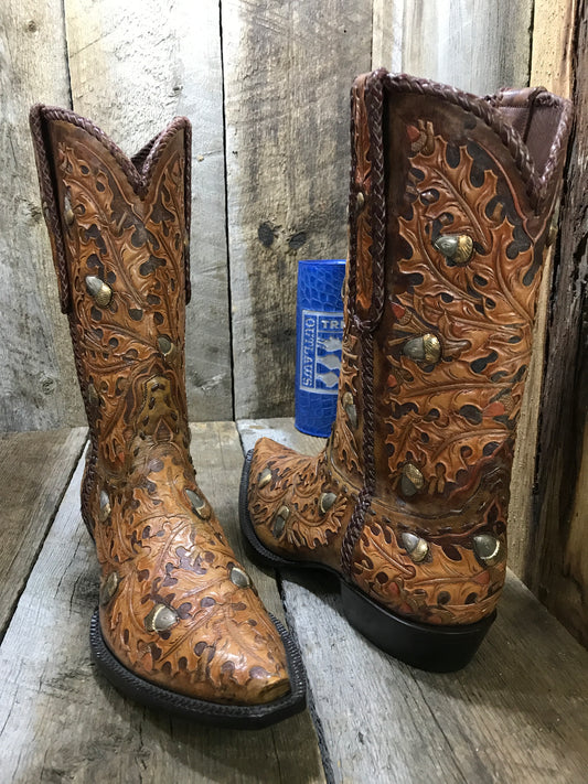 "The Arnold "  Sterling Silver ,18K Gold, Hand Tooled Tres Outlaws Men Collection Boot 4302