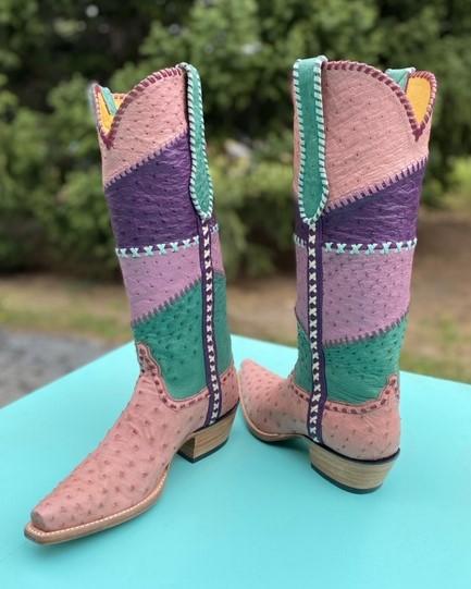 "Sylvia " Ostrich Pure Mauve Hand Stitched Tres Outlaws Women's Classic 2569*