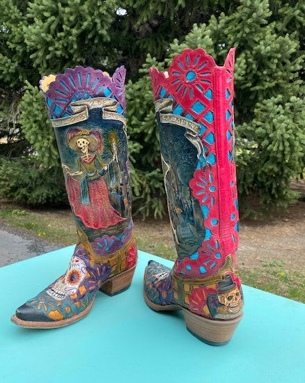 " Day Of The Dead " Forever Collection " Tres Outlaws Women's Custom Boot 2434