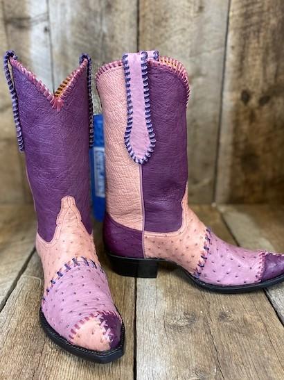 "Marva" Lilac, Mauve & Purple Ostrich Braided Tres Outlaws Women's Classic 2144