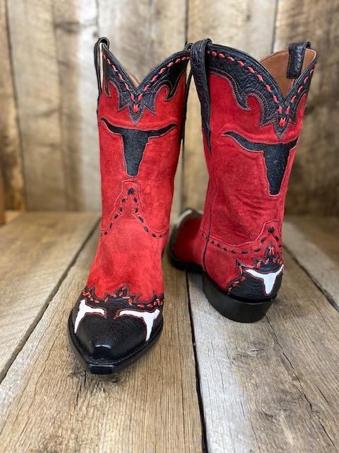 Black & Suede Red Long Horn Men's Classic 4257