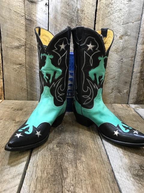 Turquoise Suede & Kangaroo Tres Outlaws Women's Classic   1335 *