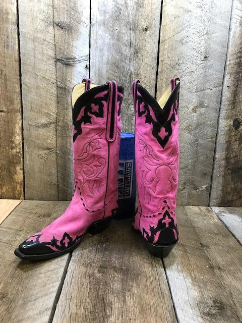 Pink Suede & Black Wing Tip Women's Classic Boot 1455