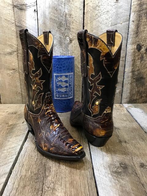 Ostrich Foot Brown Raised Stitch Tres Outlaws Women's Classic Boot 1780 *