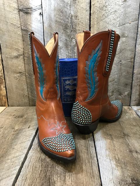 Turquoise Stone & Buffalo Calf Tres Outlaws Women's Classic Boot 2114 *