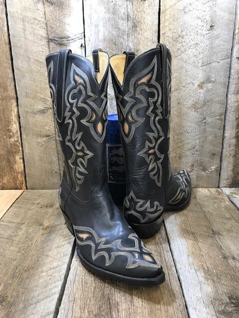 Spanish Black Calf w/ Inlays Tres Outlaws Men's Classic  Boot 4113