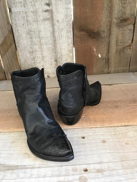 Black Kangaroo  Tooled  Tres Outlaws Flamingo Side Zip 1457