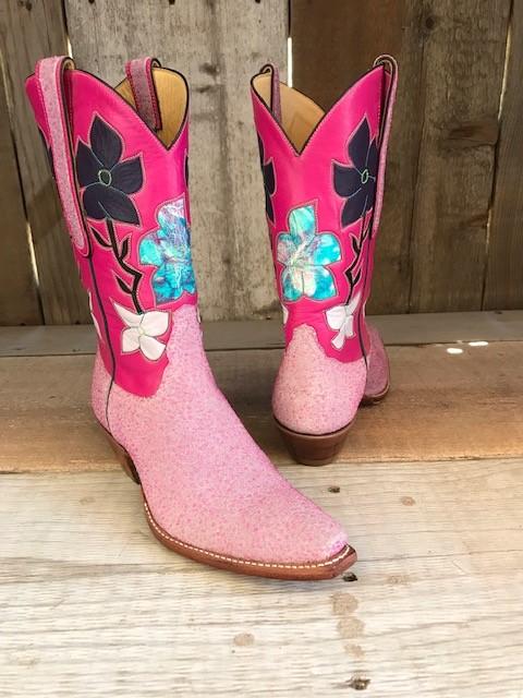 Pink Pearlized Calf & Raised Stitching Tres Outlaws Women's Classic Boot 1473@