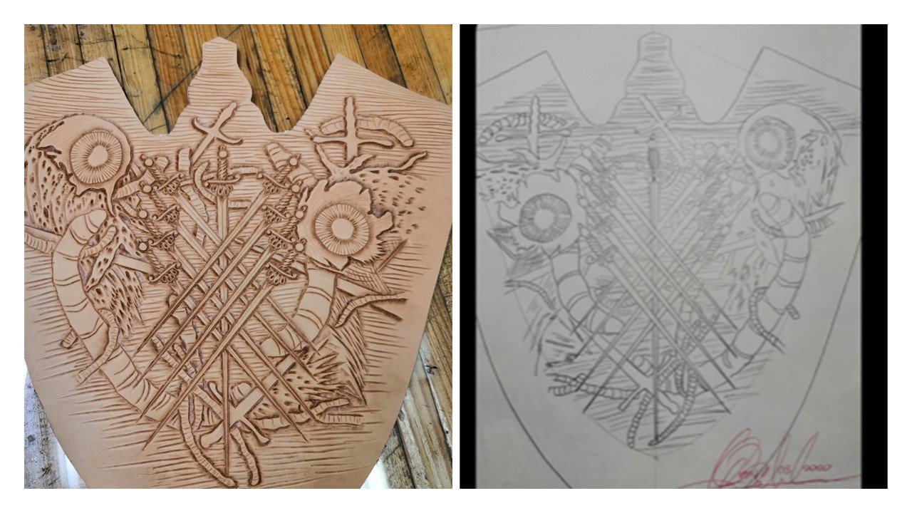 Shield -  Sketch Transfer  - Leather