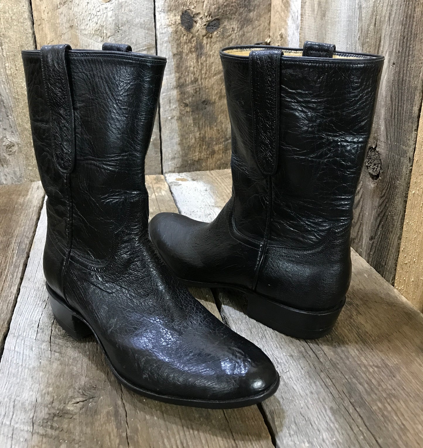 Black Ostrich & Kangaroo  Falconhead Women's Classic  Boot 1300