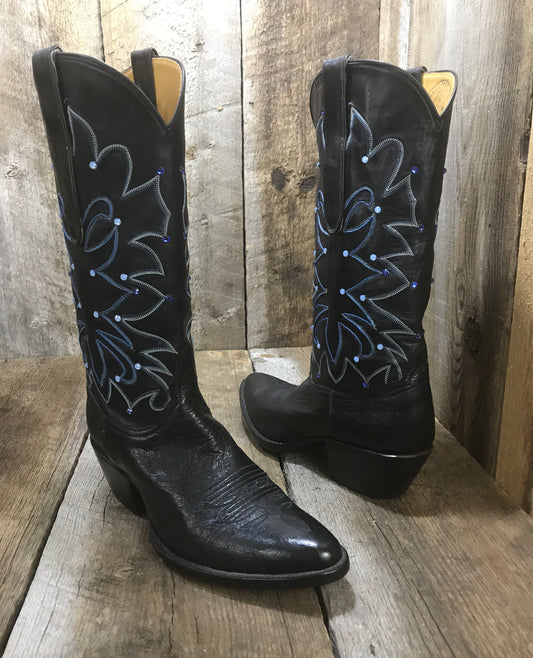 Ostrich Belly  Swarovski Crystals Falconhead Classic  Boot 1378 *
