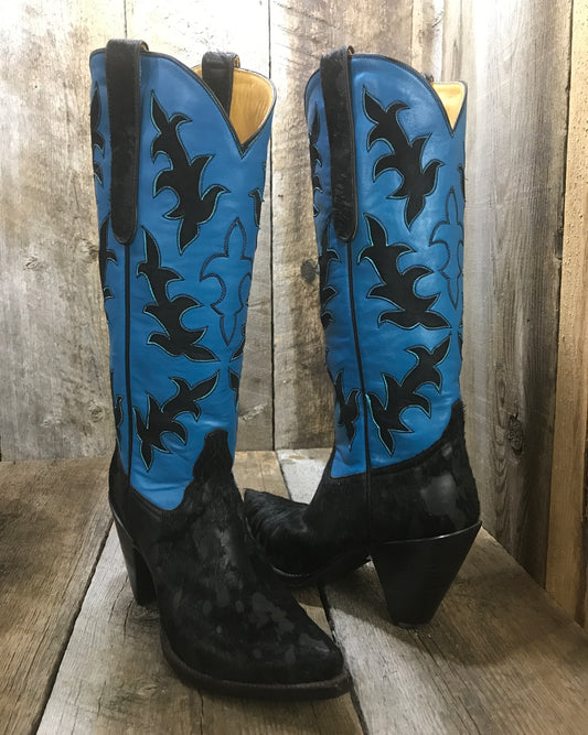 Blue & Black Kangaroo  Falconhead Tall Boot 1505*