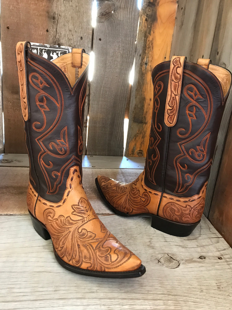 Hand Tooled Old Scroll  Tres Outlaws Men's Classic Boot 3404