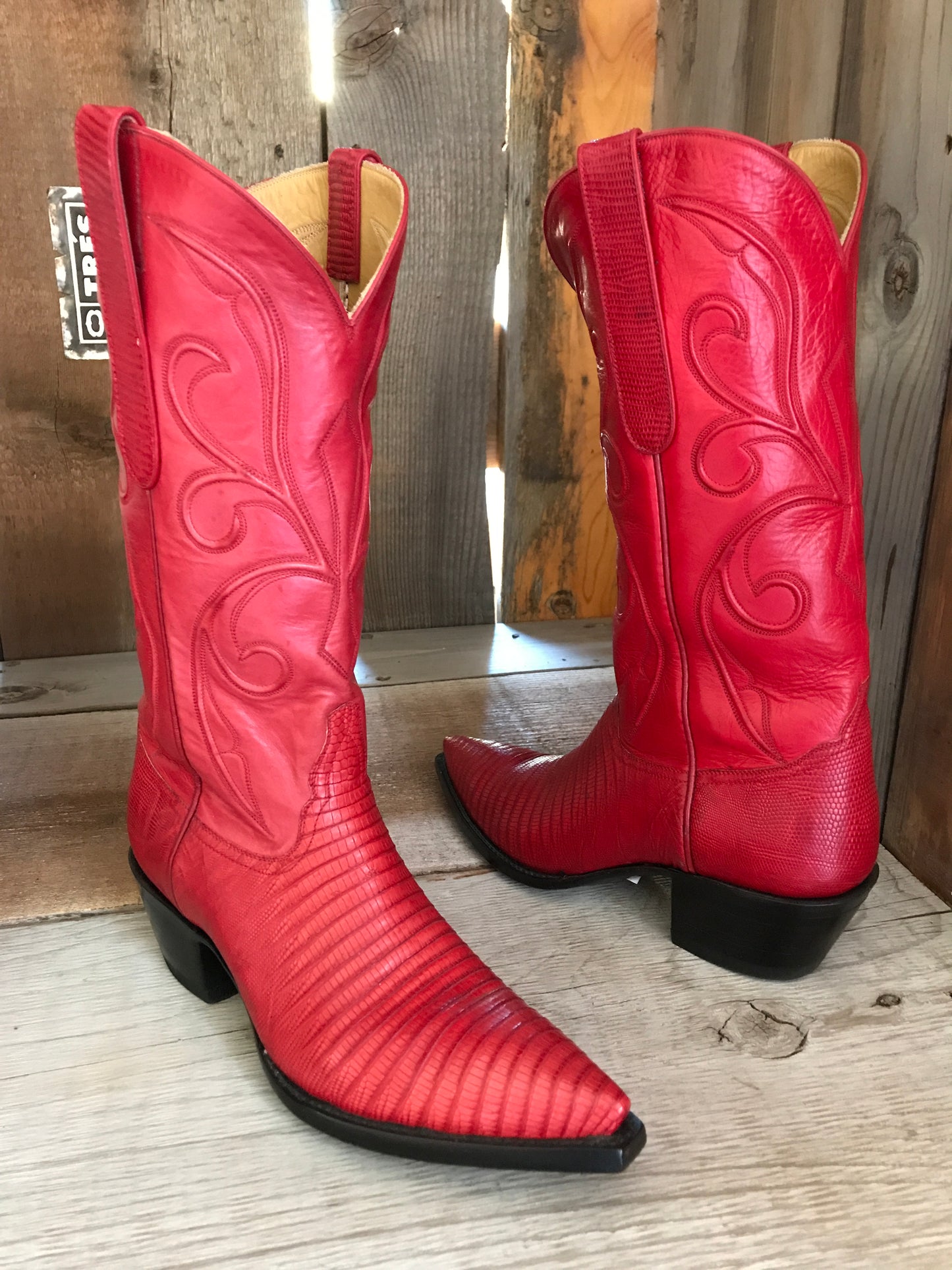 Red Teju Lizard  Tres Outlaws  Women's Classic Boot 1538